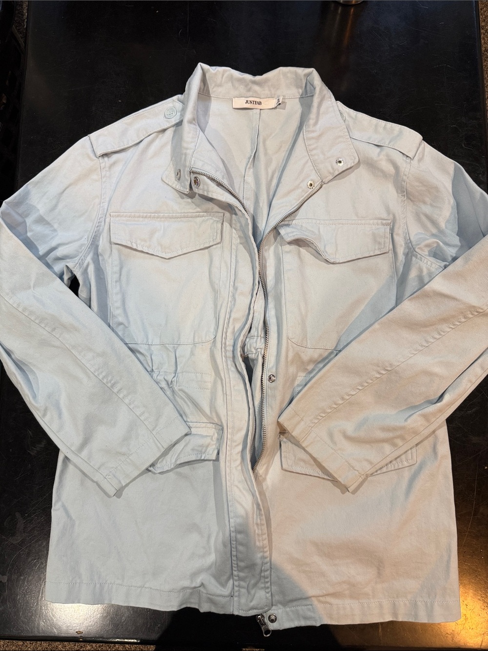 JustFab Pale Blue Men's Military Field Jacket